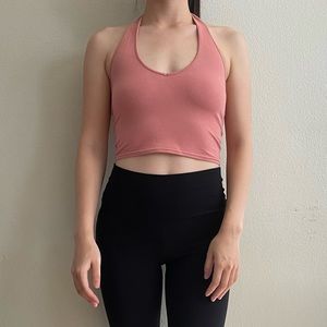 Express Mauve Pink Halter Cropped Top, Cotton, Size Small